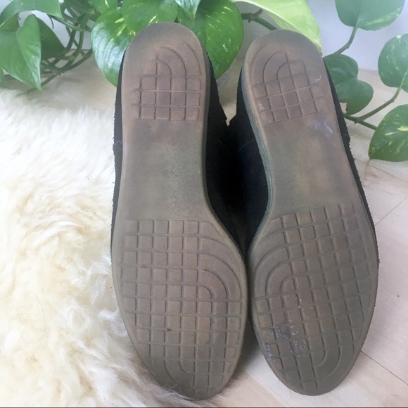 Vintage 80s Basket Weave Suede Ankle Boot Black 6 - Picture 7 of 8